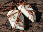 Polished Copper Wire Wrapped Blue Smithsonite Pendants x 8 From Congo - Toprock Gemstones and Minerals 