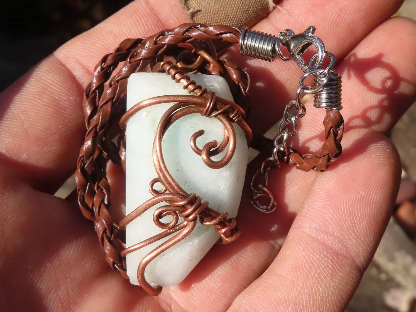 Polished Copper Wire Wrapped Blue Smithsonite Pendants x 8 From Congo - Toprock Gemstones and Minerals 