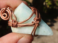 Polished Copper Wire Wrapped Blue Smithsonite Pendants x 8 From Congo - Toprock Gemstones and Minerals 