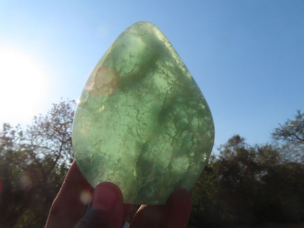 Polished Green Fluorite Standing Free Forms x 2 From Madagascar - TopRock
