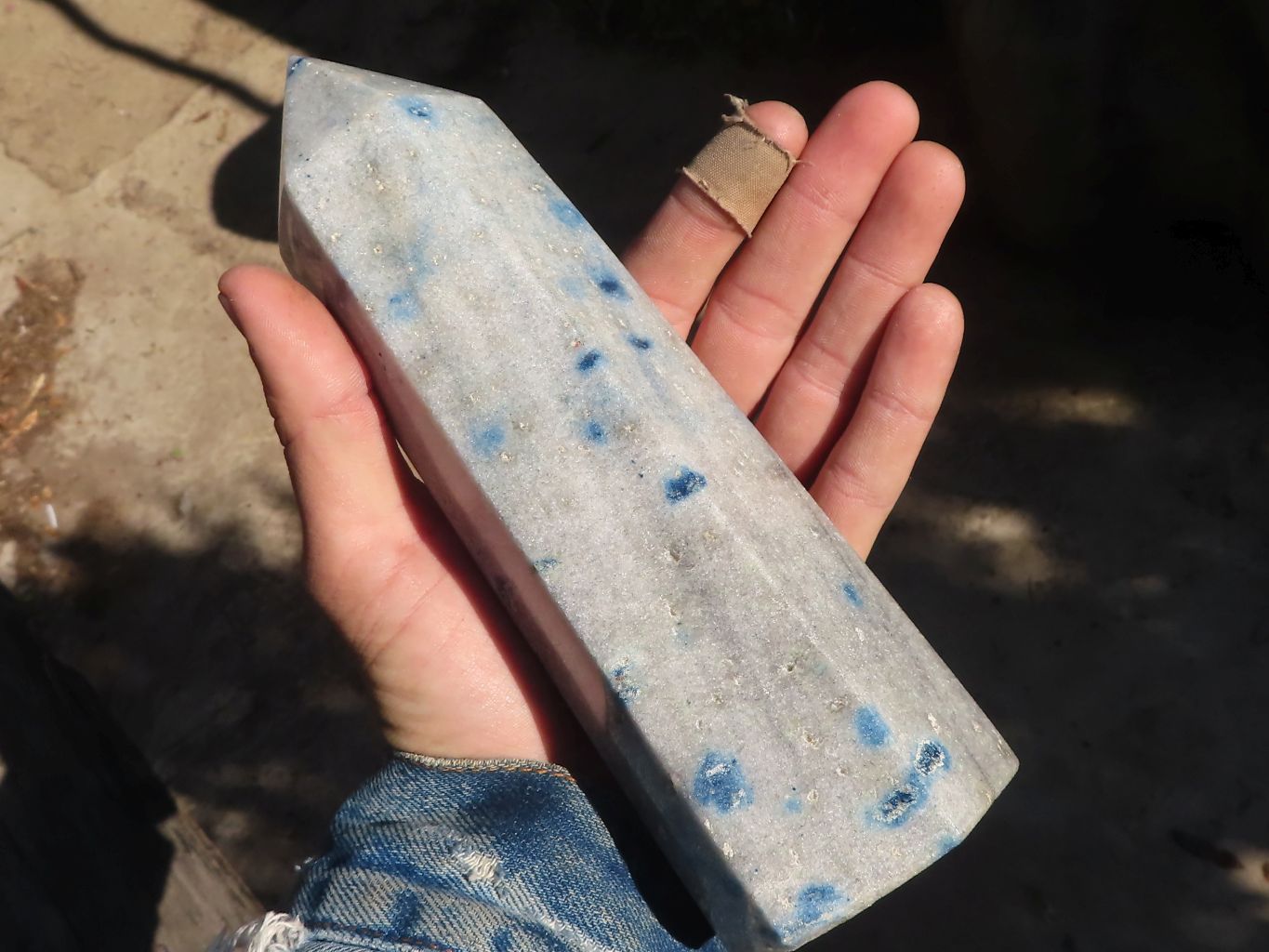 Polished Blue Spotted Spinel Quartz Points x 2 From Madagascar - Toprock Gemstones and Minerals 