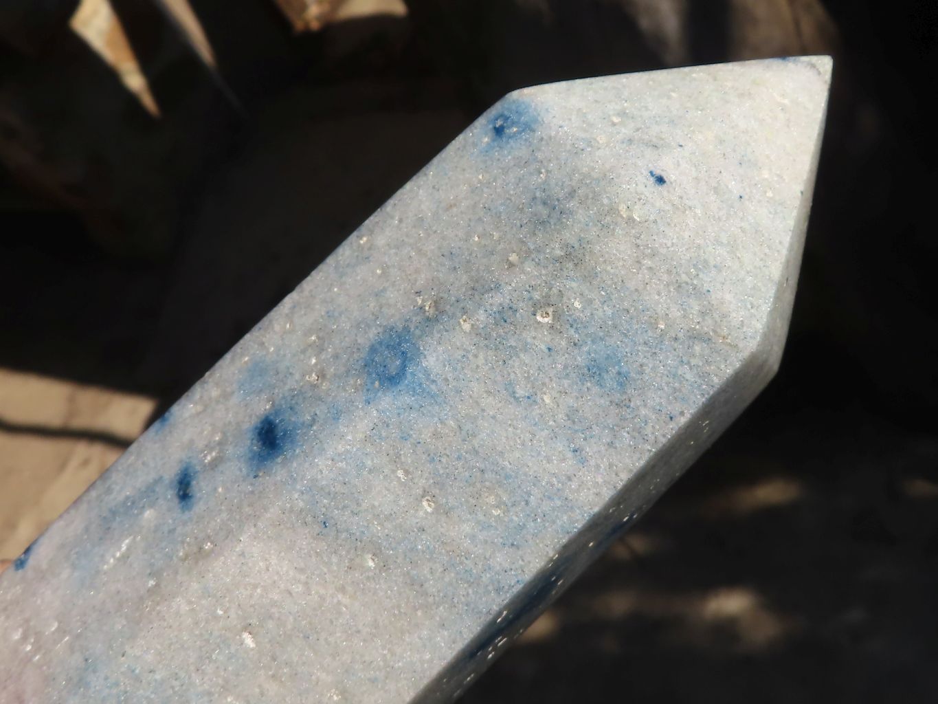 Polished Blue Spotted Spinel Quartz Points x 2 From Madagascar - Toprock Gemstones and Minerals 