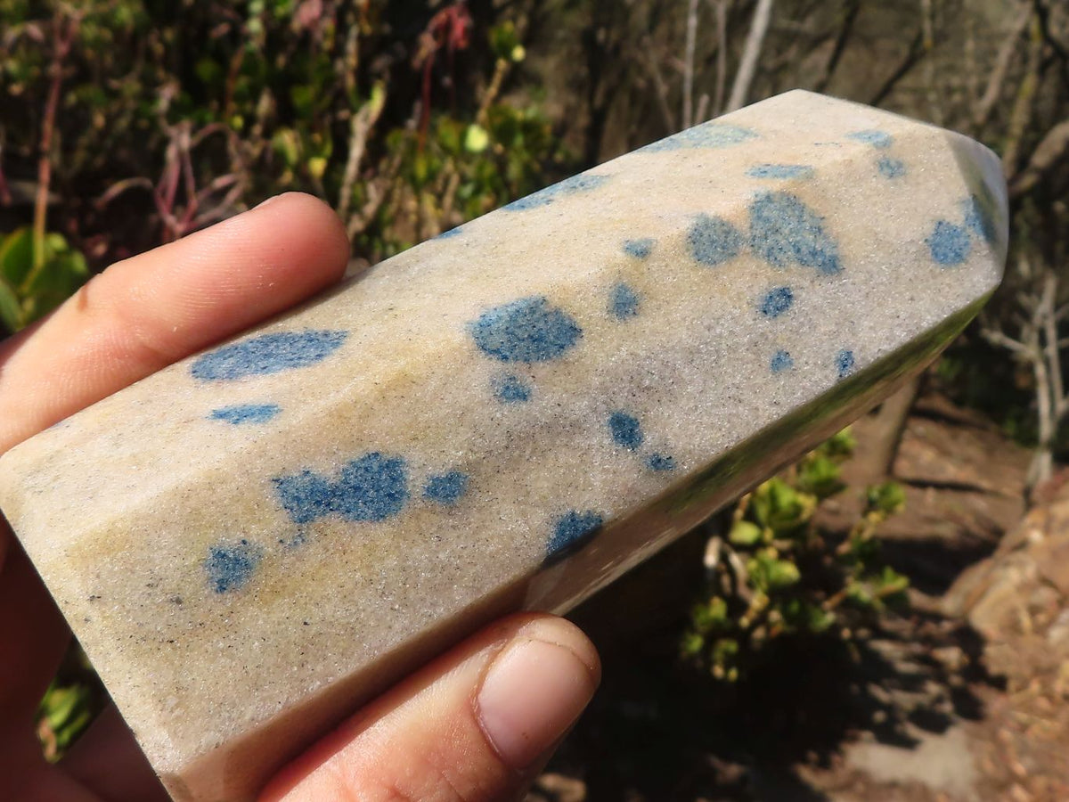 Polished Blue Spotted Spinel Quartz Points x 2 From Madagascar - Toprock Gemstones and Minerals 