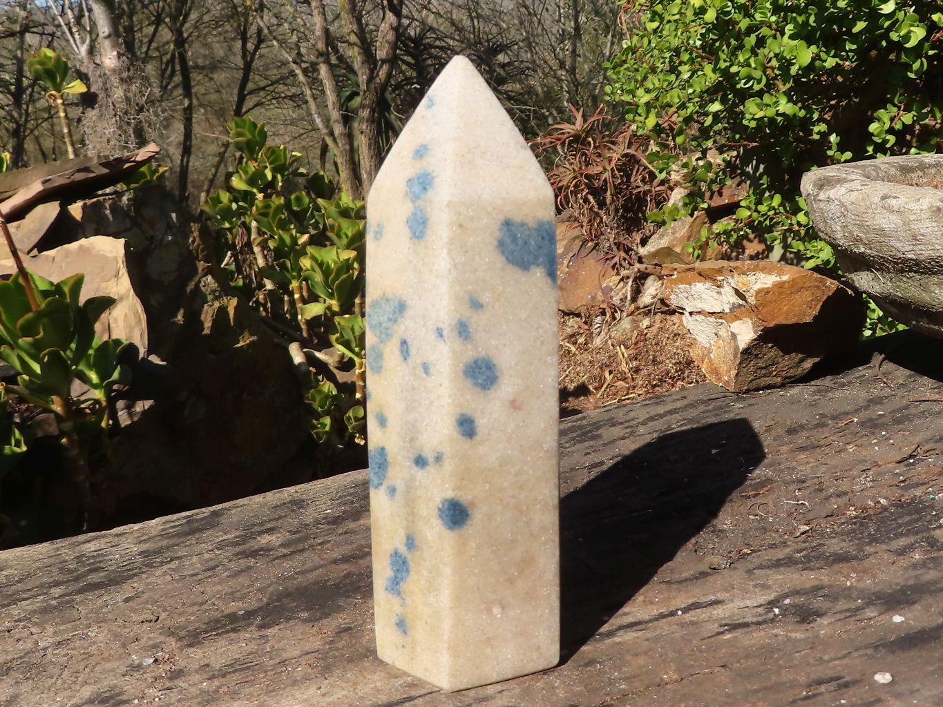 Polished Blue Spotted Spinel Quartz Points x 2 From Madagascar - Toprock Gemstones and Minerals 