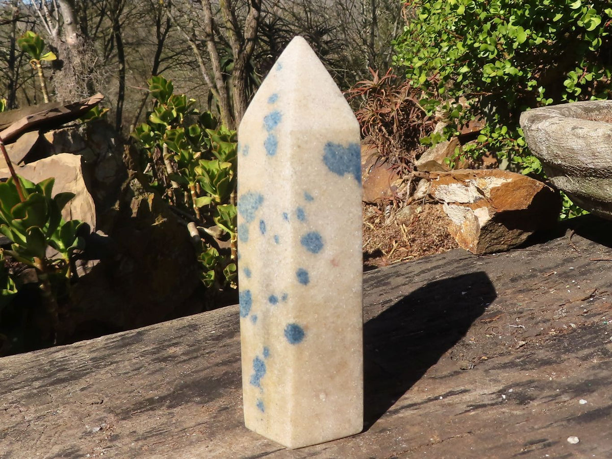 Polished Blue Spotted Spinel Quartz Points x 2 From Madagascar - Toprock Gemstones and Minerals 