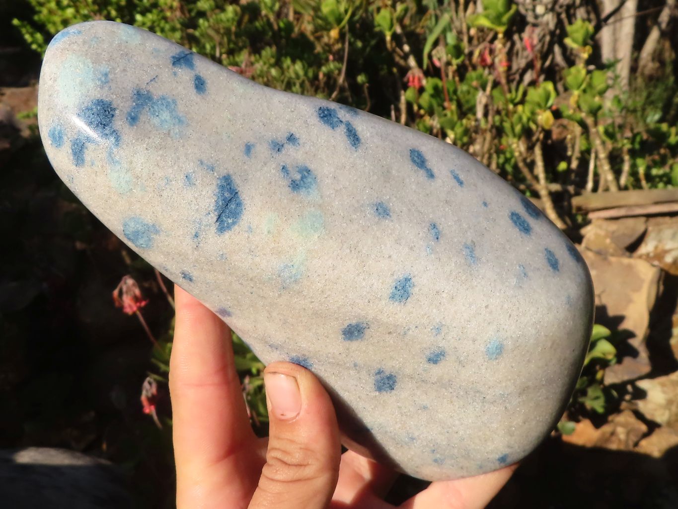 Polished Blue Spotted Spinel Quartz Standing Free Form x 1 From Madagascar - Toprock Gemstones and Minerals 