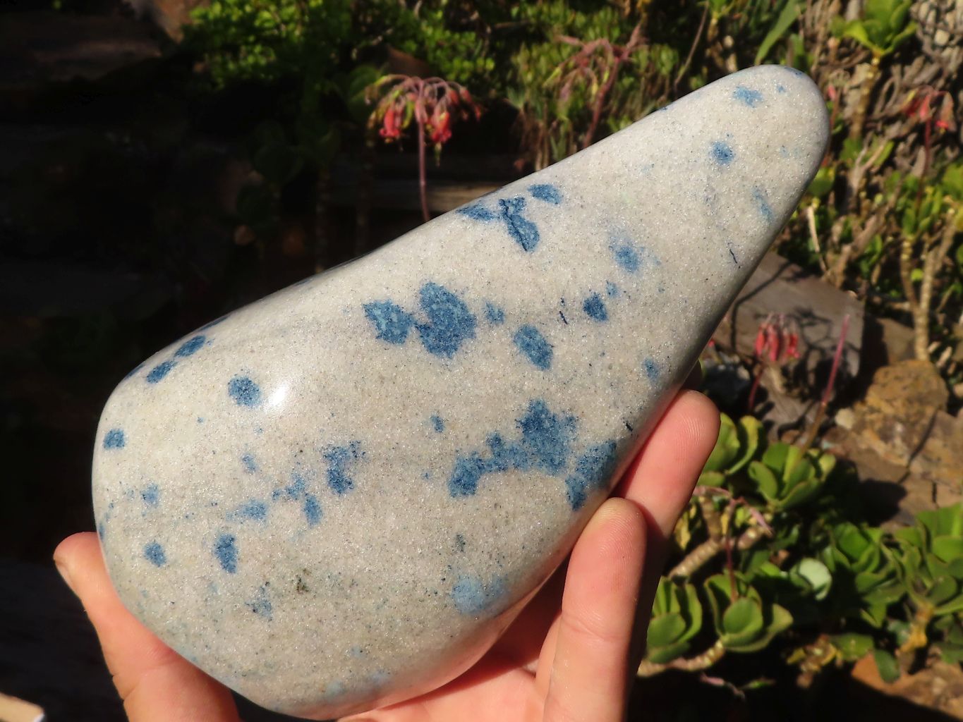 Polished Blue Spotted Spinel Quartz Standing Free Form x 1 From Madagascar - Toprock Gemstones and Minerals 