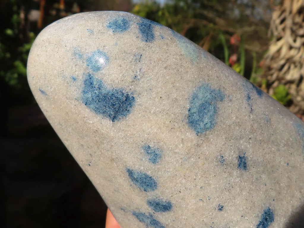 Polished Blue Spotted Spinel Quartz Standing Free Form x 1 From Madagascar - Toprock Gemstones and Minerals 