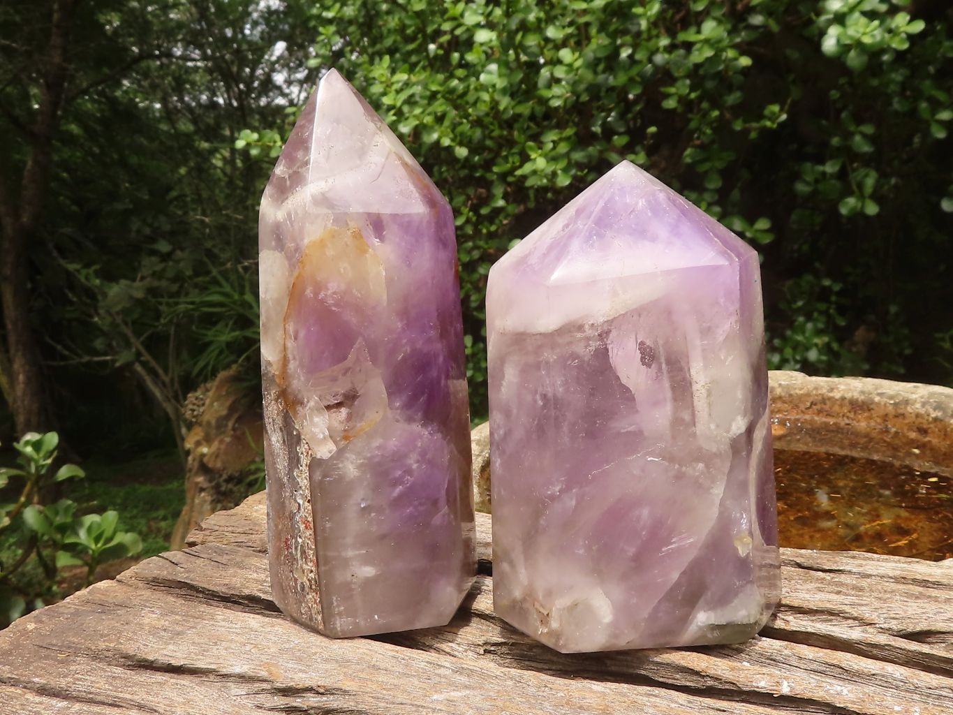 Polished Smokey Banded Dream Amethyst Points  x 2 From Madagascar - TopRock