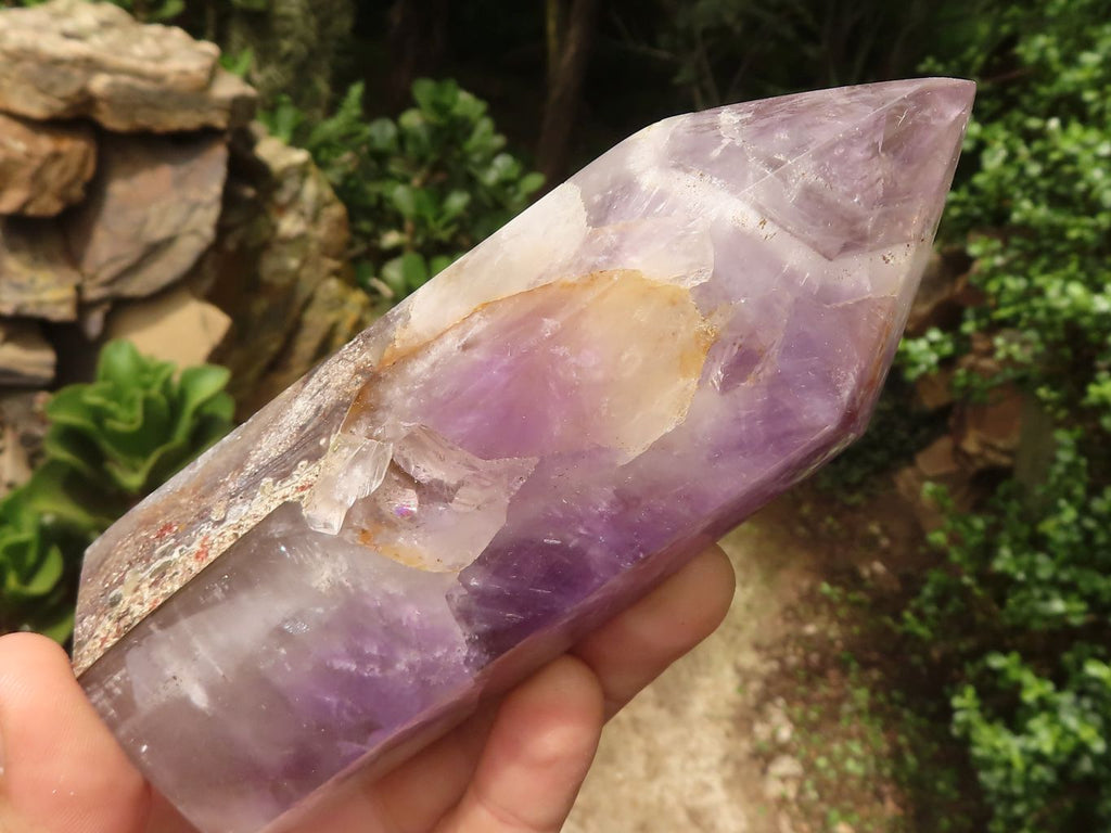 Polished Smokey Banded Dream Amethyst Points  x 2 From Madagascar - TopRock