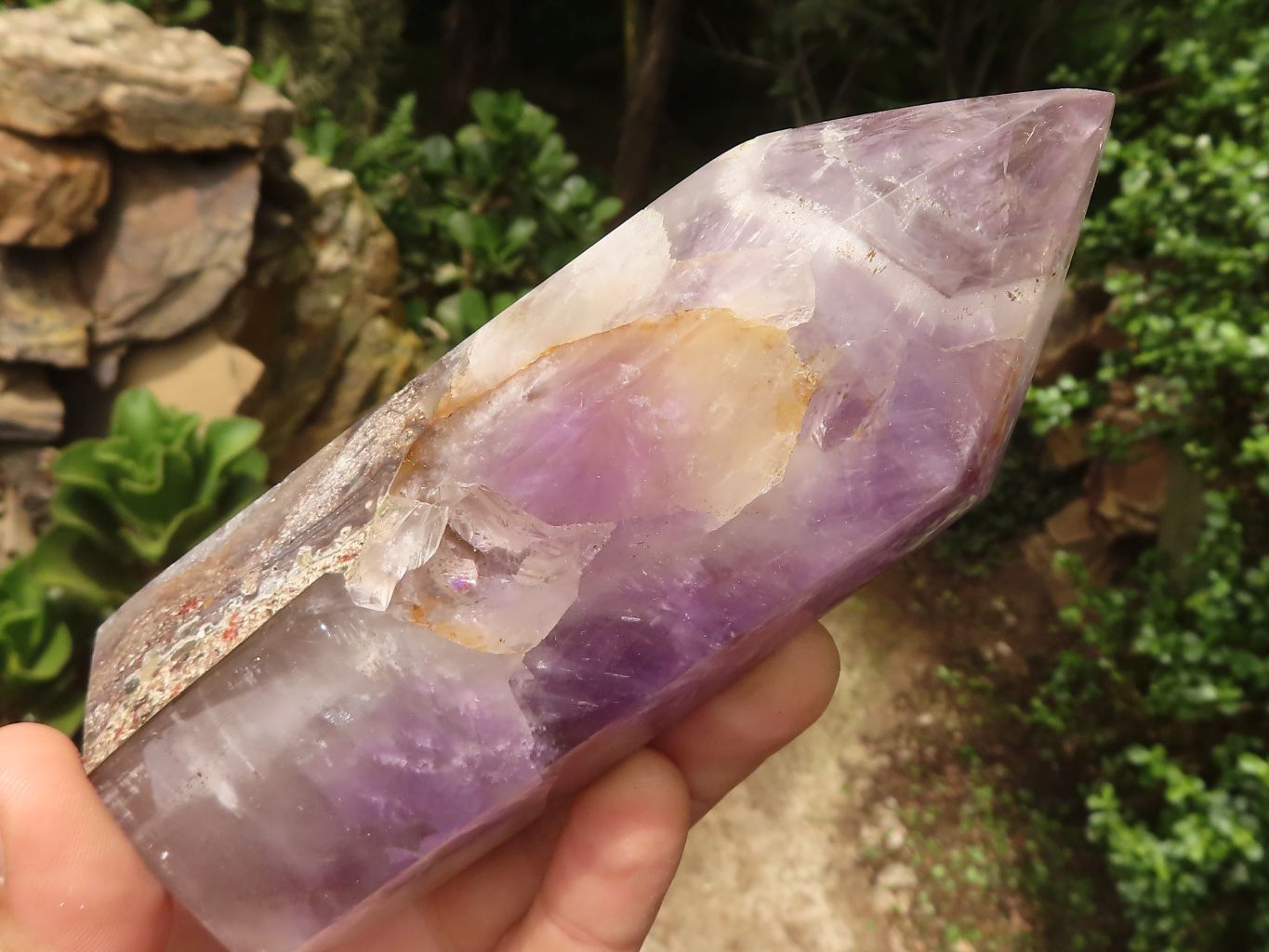 Polished Smokey Banded Dream Amethyst Points  x 2 From Madagascar - TopRock