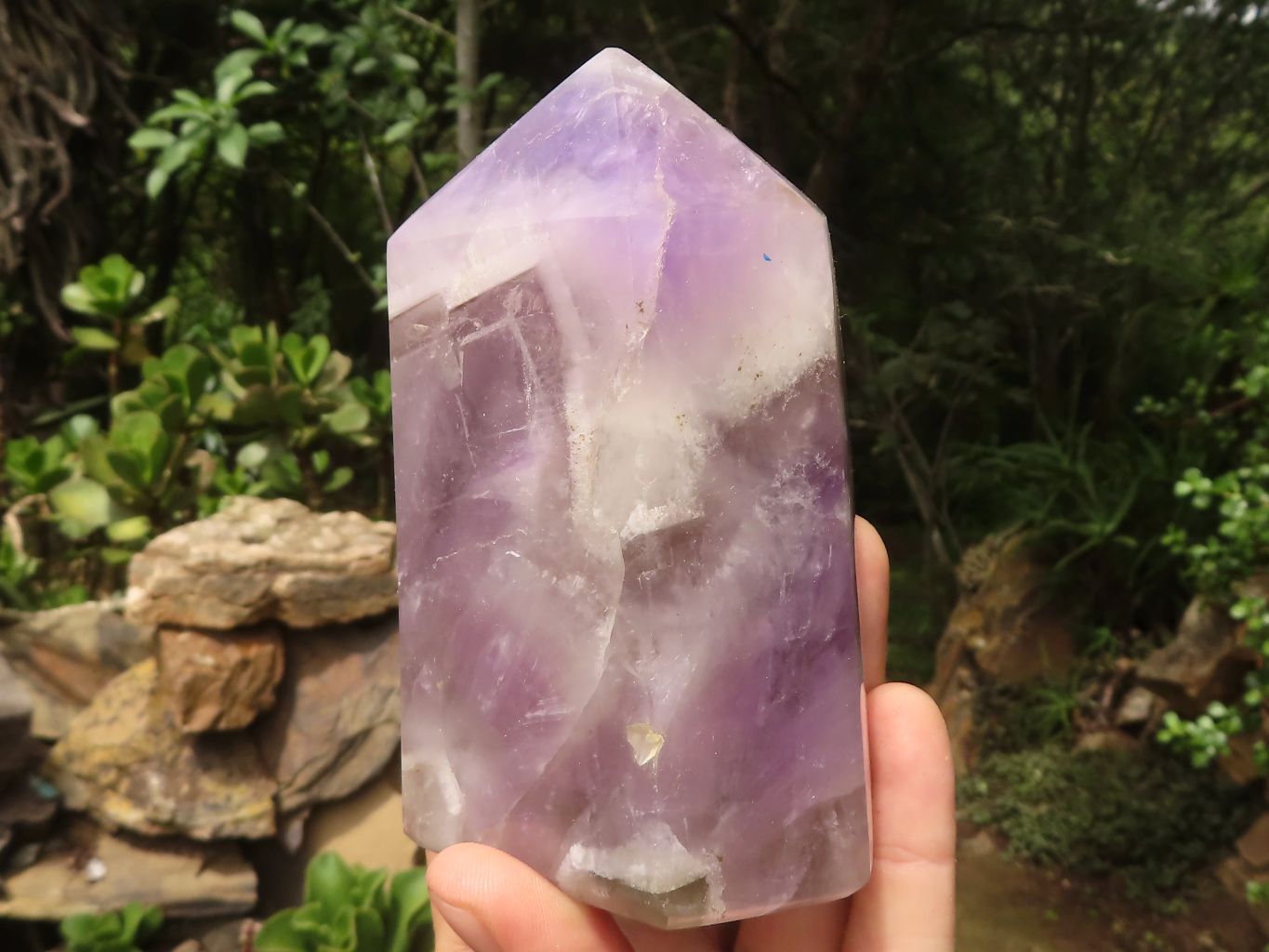 Polished Smokey Banded Dream Amethyst Points  x 2 From Madagascar - TopRock