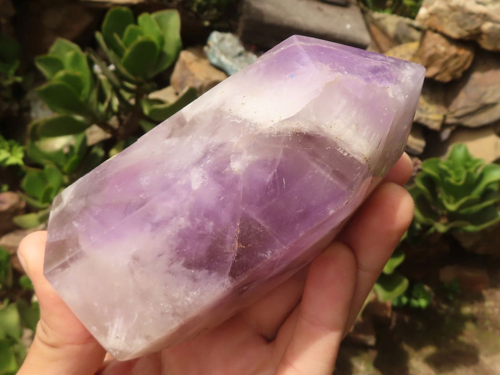 Polished Smokey Banded Dream Amethyst Points  x 2 From Madagascar - TopRock