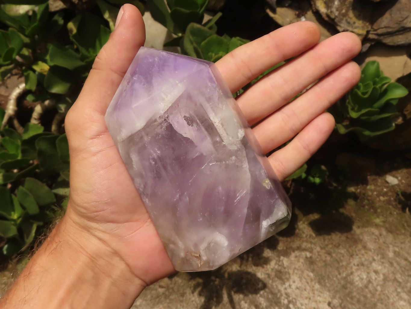 Polished Smokey Banded Dream Amethyst Points  x 2 From Madagascar - TopRock