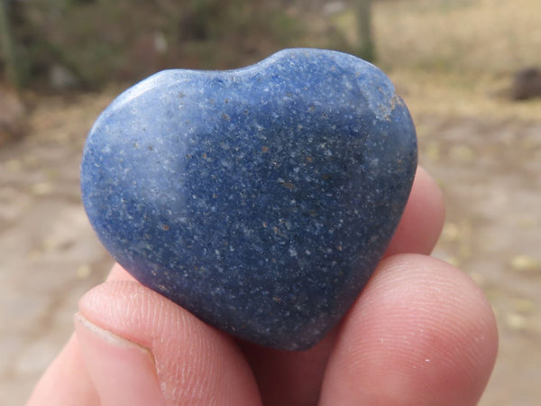 Polished Mini Blue Lazulite Hearts  x 35 From Ambatfinhandrana, Madagascar - TopRock