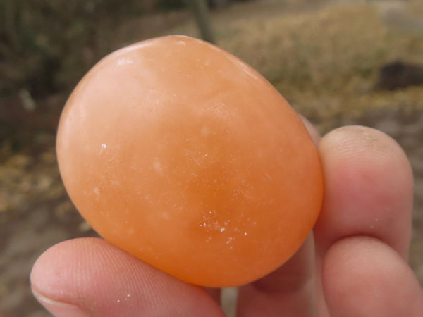 Polished Orange Twist Calcite Palm Stones  x 20 From Madagascar - TopRock