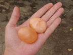 Polished Orange Twist Calcite Palm Stones  x 20 From Madagascar - TopRock
