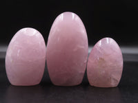 Polished Gemmy Pink Rose Quartz Standing Free Forms x 3 From Madagascar - TopRock