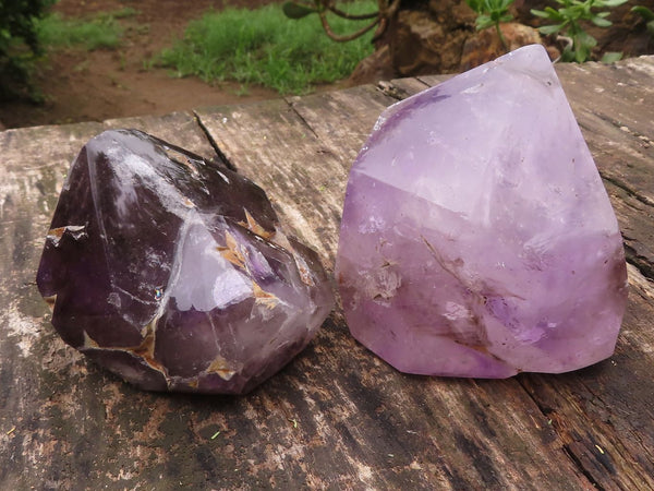 Polished Large Pair Of Window Amethyst Crystals  x 2 From Akansobe, Madagascar - TopRock
