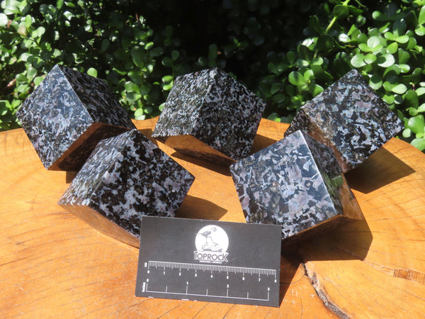 Polished Merlinite / Gabbro Cubes Cut to Stand - sold per piece - From Madagascar - TopRock