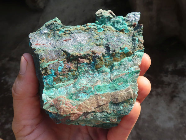 Natural Rough Shattuckite With Malachite & Cuprite Specimens  x 3 From Kaokoveld, Namibia