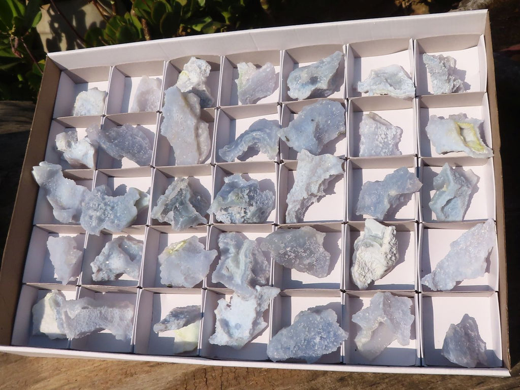 Natural Etched Blue Chalcedony Specimens  x 35 From Nsanje, Malawi - Toprock Gemstones and Minerals 