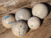 Polished Blue Spotted Spinel Quartz Spheres x 5 From Madagascar - Toprock Gemstones and Minerals 