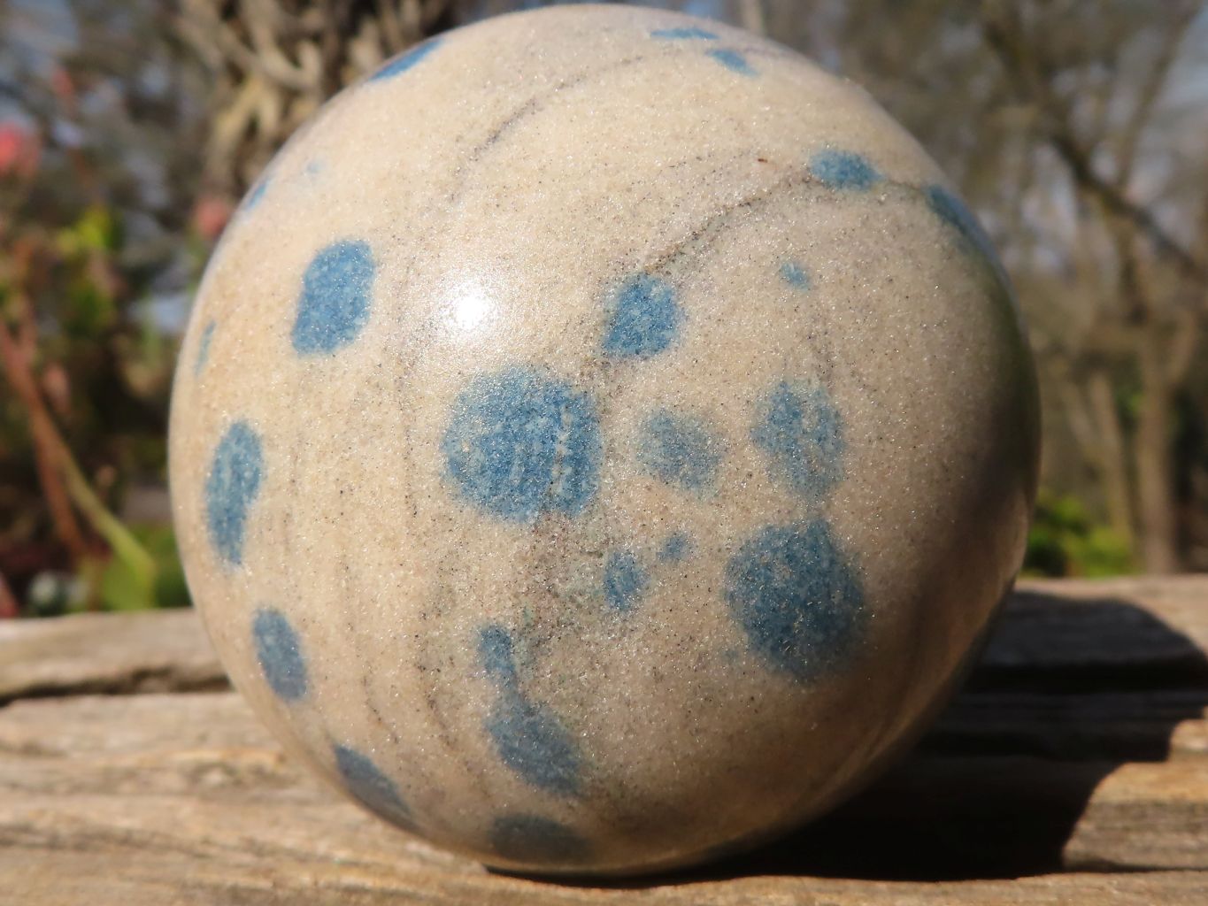 Polished Blue Spotted Spinel Quartz Spheres x 5 From Madagascar - Toprock Gemstones and Minerals 