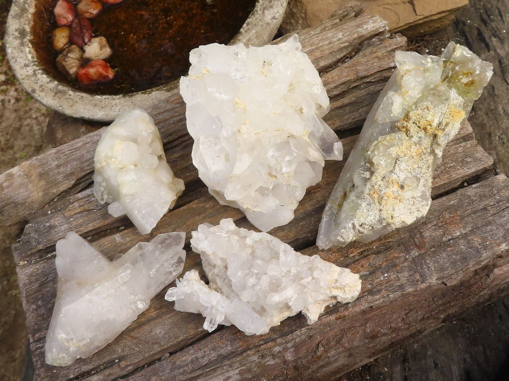 Natural Clear Quartz Crystal Specimens  x 5 From Zambia - Toprock Gemstones and Minerals 