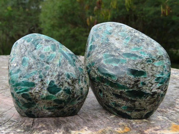 Polished Emeralds In Matrix Free Forms x 2 From Zimbabwe - TopRock