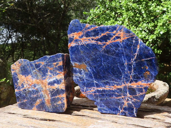 Polished Sodalite Slabs With Orange Feldspar Streaks  x 2 From Namibia - Toprock Gemstones and Minerals 