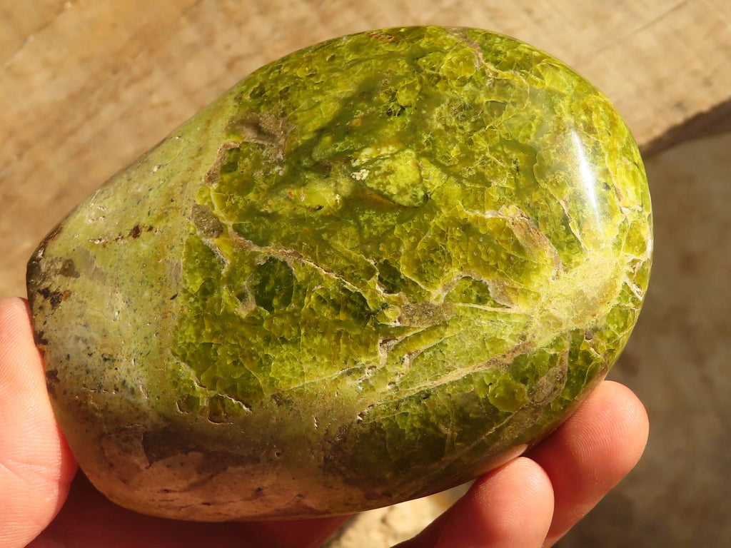 Polished  Green Opal Standing Free Forms  x 3 From Madagascar - Toprock Gemstones and Minerals 