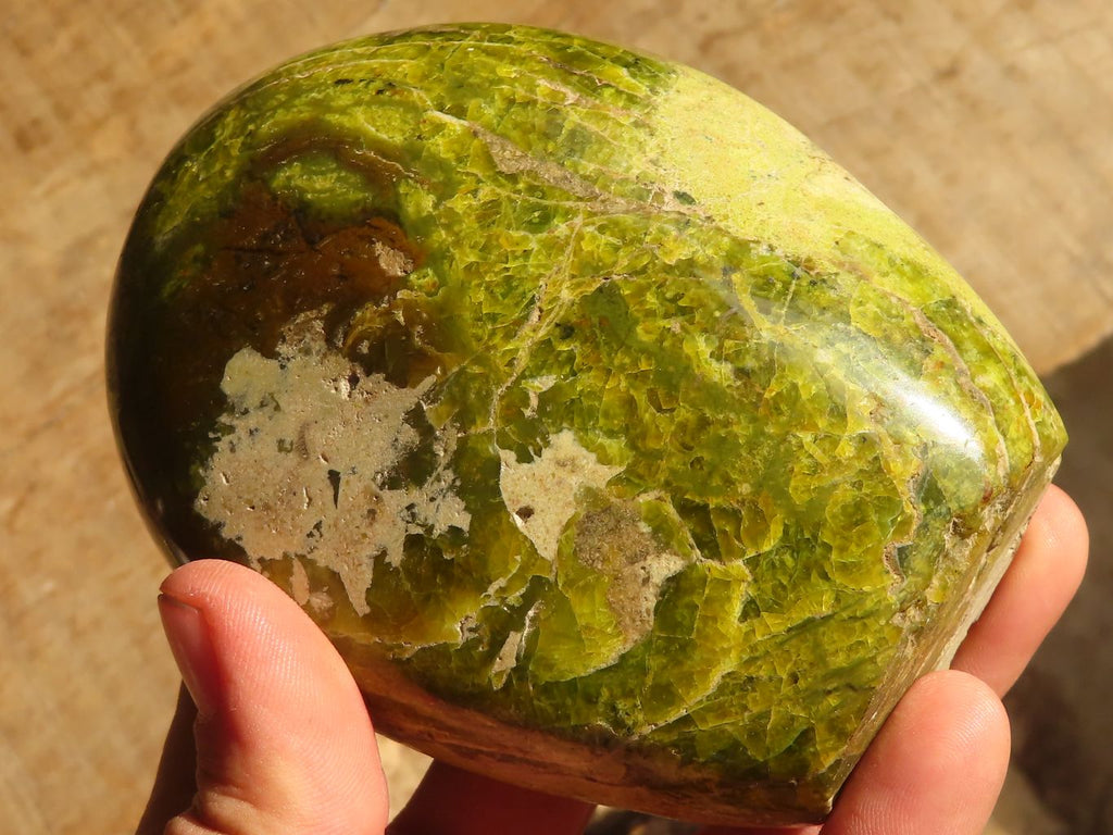 Polished  Green Opal Standing Free Forms  x 3 From Madagascar - Toprock Gemstones and Minerals 