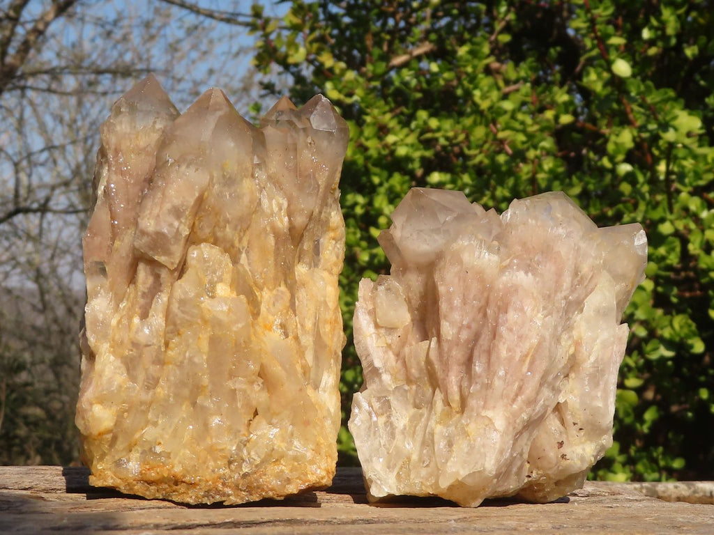 Natural Cascading Smokey Quartz Clusters x 3 From Luena, Congo - Toprock Gemstones and Minerals 