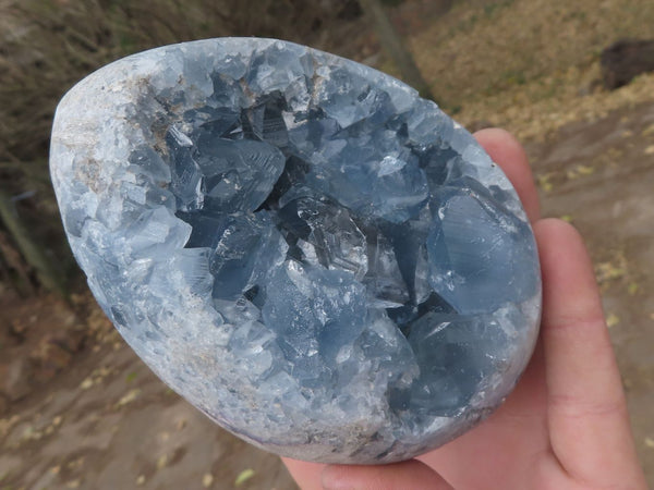 Polished Blue Celestite Egg Geodes  x 2 From Sakoany, Madagascar - TopRock