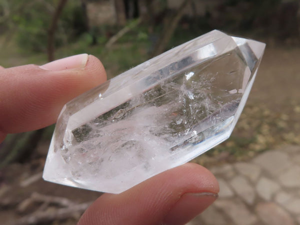 Polished Semi Optic Double Terminated White Phantom Quartz Points x 12 From Madagascar - TopRock