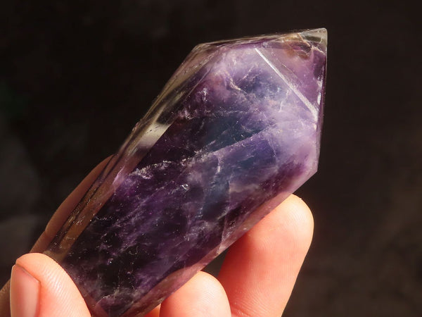 Polished Dark Purple Chevron Amethyst Points  x 6 From Zambia - Toprock Gemstones and Minerals 