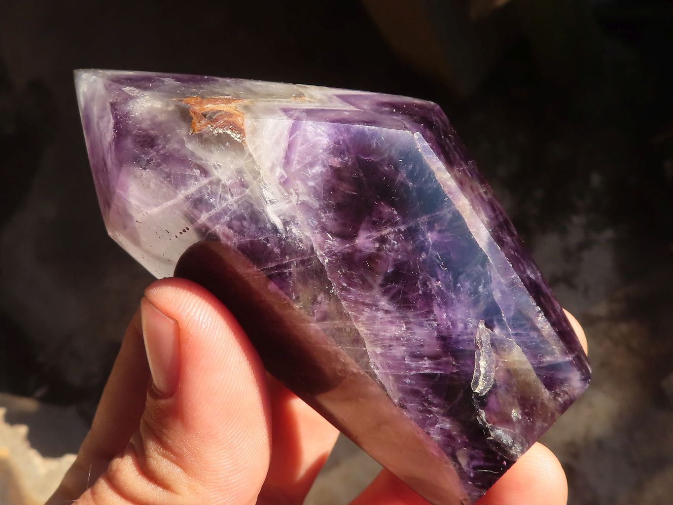 Polished Dark Purple Chevron Amethyst Points  x 6 From Zambia - Toprock Gemstones and Minerals 