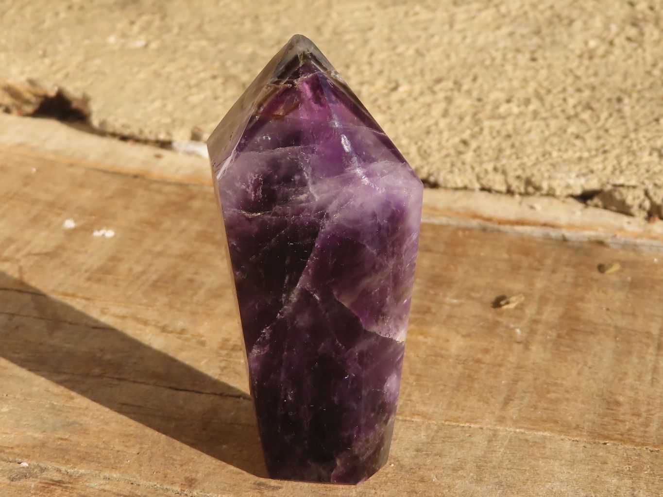 Polished Dark Purple Chevron Amethyst Points  x 6 From Zambia - Toprock Gemstones and Minerals 