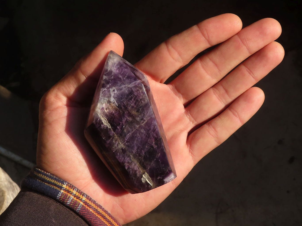 Polished Dark Purple Chevron Amethyst Points  x 6 From Zambia - Toprock Gemstones and Minerals 