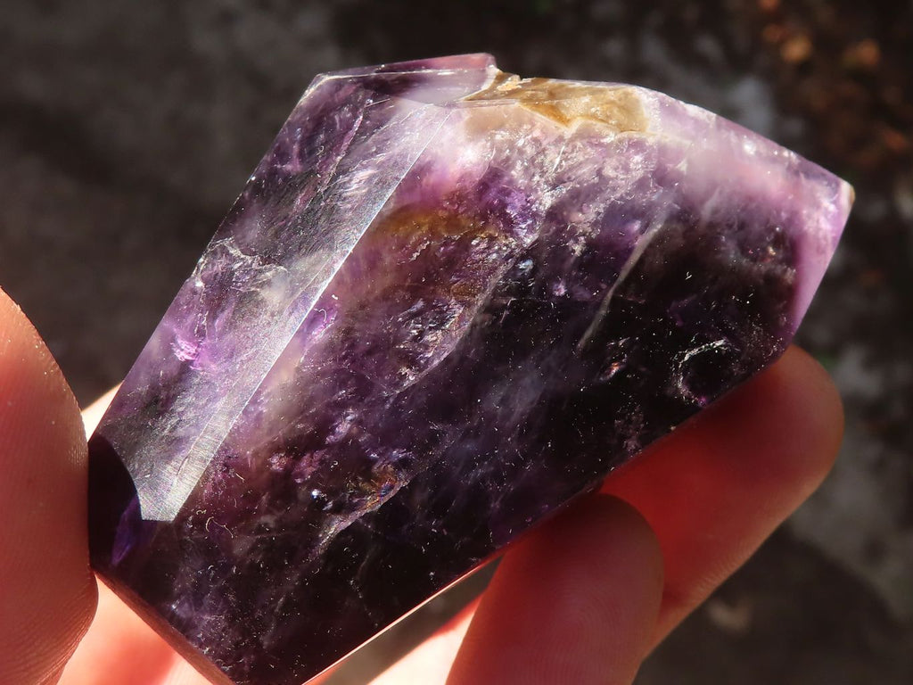 Polished Dark Purple Chevron Amethyst Points  x 6 From Zambia - Toprock Gemstones and Minerals 