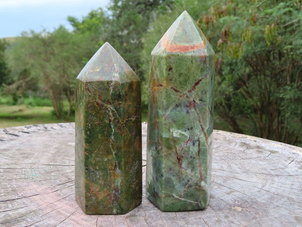 Polished Chrysoprase Crystal Points x 2 From Madagascar - TopRock