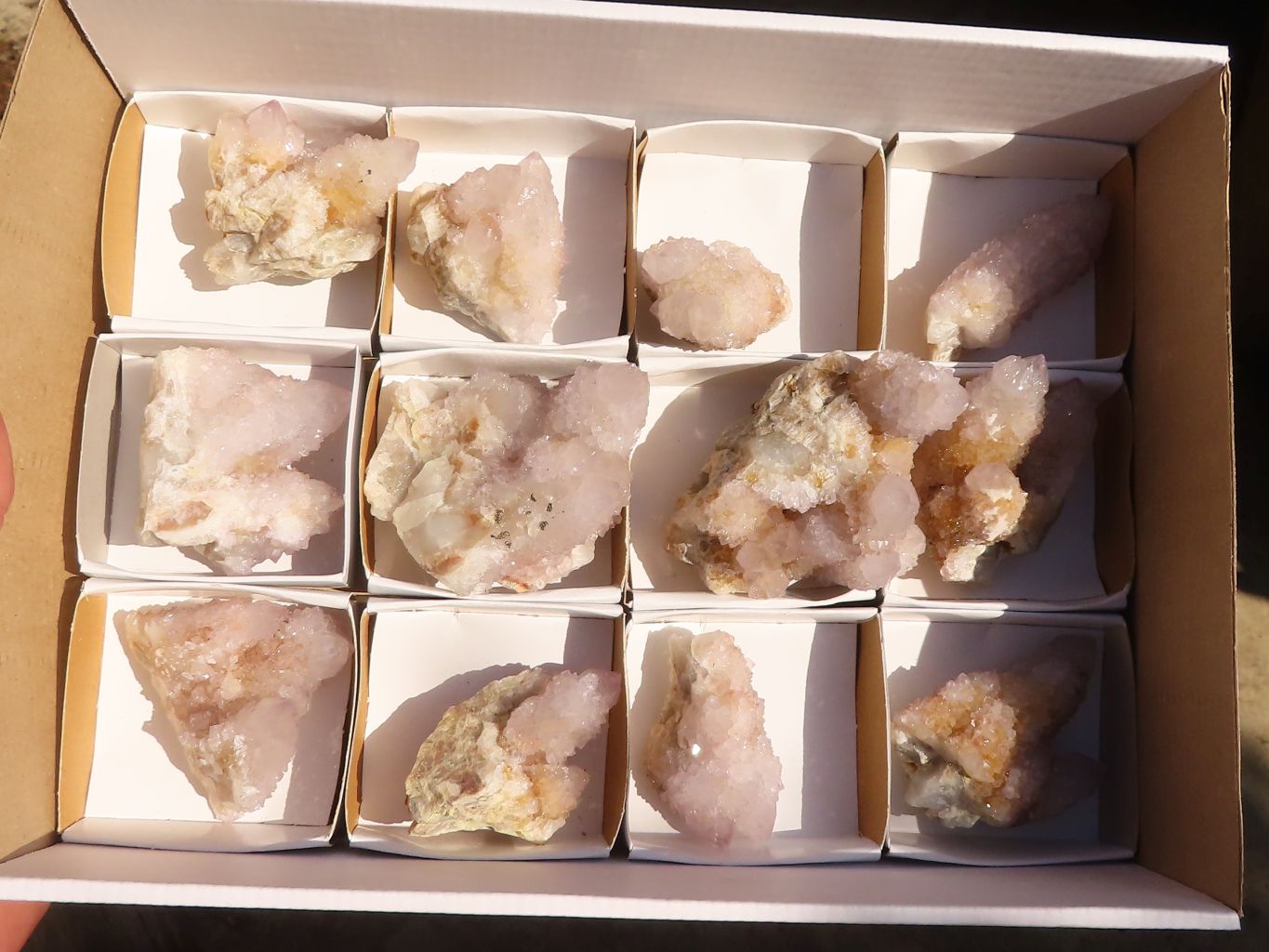 Natural Pale Lilac Spirit Quartz Clusters x 12 From Boekenhouthoek, South Africa - Toprock Gemstones and Minerals 