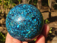 Polished  Conglomerate Chrysocolla Spheres With Azurite & Malachite  x 2 From Congo - Toprock Gemstones and Minerals 