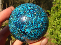 Polished  Conglomerate Chrysocolla Spheres With Azurite & Malachite  x 2 From Congo - Toprock Gemstones and Minerals 
