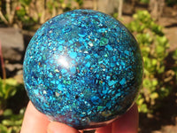 Polished  Conglomerate Chrysocolla Spheres With Azurite & Malachite  x 2 From Congo - Toprock Gemstones and Minerals 