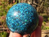 Polished  Conglomerate Chrysocolla Spheres With Azurite & Malachite  x 2 From Congo - Toprock Gemstones and Minerals 