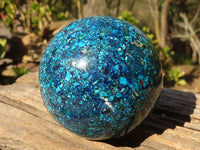 Polished  Conglomerate Chrysocolla Spheres With Azurite & Malachite  x 2 From Congo - Toprock Gemstones and Minerals 