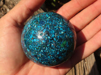 Polished  Conglomerate Chrysocolla Spheres With Azurite & Malachite  x 2 From Congo - Toprock Gemstones and Minerals 