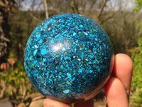 Polished  Conglomerate Chrysocolla Spheres With Azurite & Malachite  x 2 From Congo - Toprock Gemstones and Minerals 
